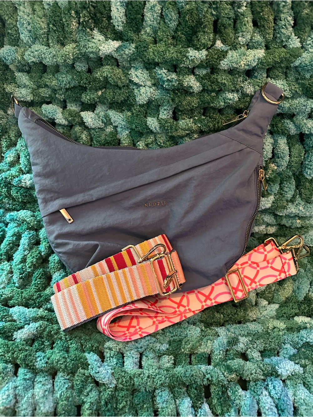 Kedsie Blue Crossbody Bag with Interchangeable Straps